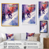 Purple Ski Slopestyle Accented With Orange I - Skiing Canvas Wall Art