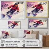 Orange Ski Slopestyle Mens Accented With Pink - Skiing Canvas Wall Art