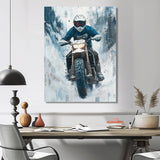Green Snowmobile Freestyle Accented With White - Dirt Bike Canvas Wall Art