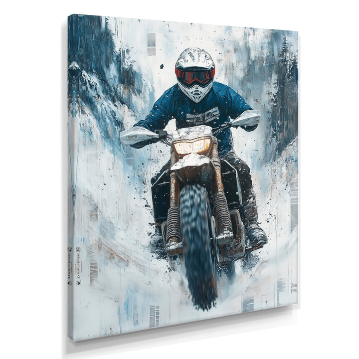 Green Snowmobile Freestyle Accented With White - Dirt Bike Canvas Wall Art