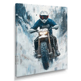 Green Snowmobile Freestyle Accented With White - Dirt Bike Canvas Wall Art