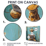 Giraffe Reading The News In The Bathroom - Brown Giraffe Wall Art