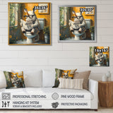 Cute Rhino Ready Newspaper On The Toilet - Rhino Canvas Wall Art