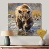 Grizzly By The River In Canada - Bear Living Room Wall Art