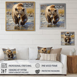 Grizzly By The River In Canada - Bear Living Room Wall Art