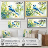 Pastel Blue Jay Perched On A Branch - Bird Living Room Wall Art