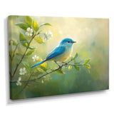 Bluebird In The Early Spring - Bird Canvas Wall Art