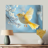 Fluffy Finch In The Forest Breeze - Bird Living Room Wall Art