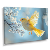 Fluffy Finch In The Forest Breeze - Bird Living Room Wall Art