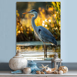 Photo Of Heron At The Farm Lake - Grey Heron Wall Art