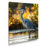 Photo Of Heron At The Farm Lake - Grey Heron Wall Art
