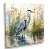 Heron By The Farm Lake - Heron Large Canvas Wall Art