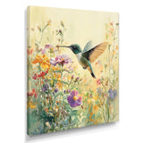 Hummingbird Among The Wildflowers - Bird Bedroom Wall Art