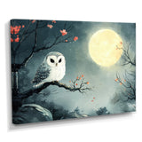 Owl In The Moonlight In Winter - Yellow Owl Wall Art