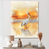 Pelican At Dusk - Heron Canvas Wall Art