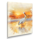 Pelican At Dusk - Heron Canvas Wall Art