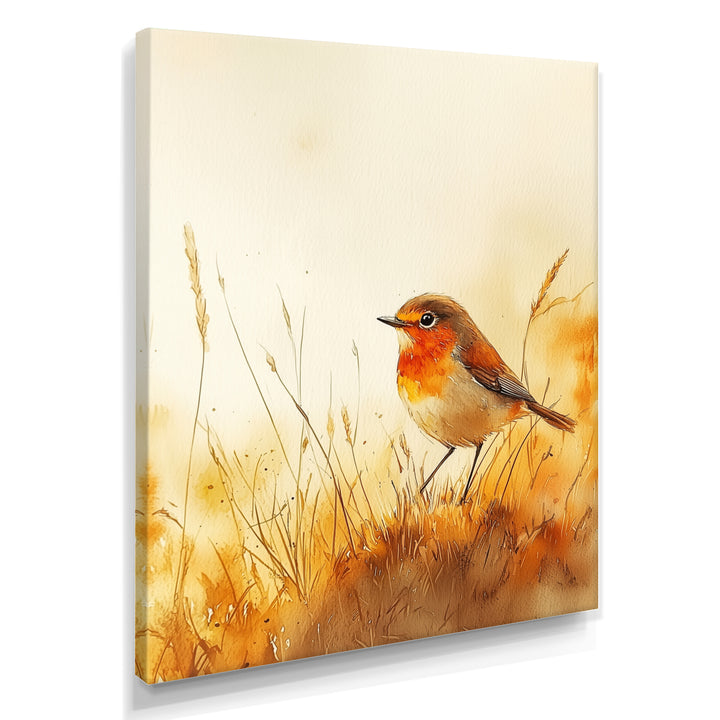 Robin Bird In The Meadow - Bird Bedroom Wall Art
