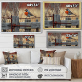 Robin Bird On The Farm Gate - Bird Framed Canvas Art