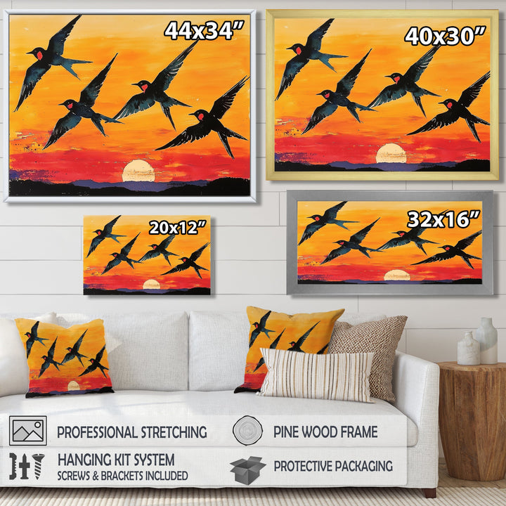 Swallows At Sunset - Bird Wall Decor