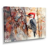 Woodpecker In The Forest - Bird Living Room Wall Art