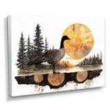 Goose In Sunrise Forest Lake Landscape - Goose Wall Art Prints
