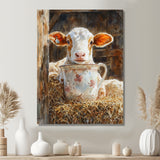 Cow Portrait At The Barn - White Cow Wall Art