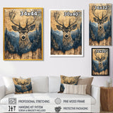 Deer Portrait With Chinese Ink Landscape - Deer Living Room Wall Art