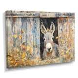 Donkey Floral Portrait At The Barn - Donkey Wall Art Prints