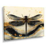Golden Dragon Fly Flight Of Elegance - Dragonfly Living Room Wall Art