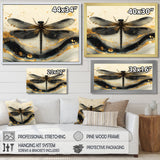 Golden Dragon Fly Flight Of Elegance - Dragonfly Living Room Wall Art