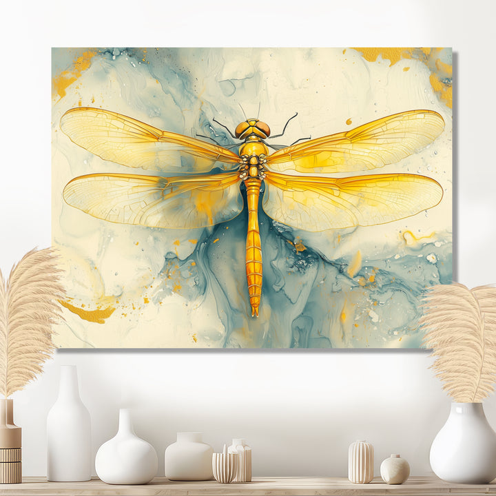 Yellow Dragon Fly Flight Of Elegance - Dragonfly Wall Decor