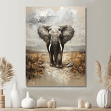 Elephant Majesty In The Grasslands - Elephant Canvas Wall Art