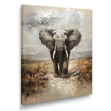 Elephant Majesty In The Grasslands - Elephant Canvas Wall Art