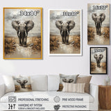 Elephant Majesty In The Grasslands - Elephant Canvas Wall Art