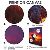 Elephant In The Sunset Glow - Elephant Wall Decor