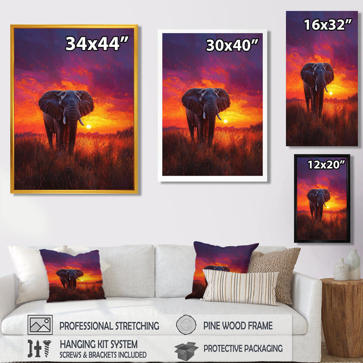 Elephant In The Sunset Glow - Elephant Wall Decor