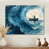 Fishing Horizon Wooden Slide Landscape - Boat Fishing Wall Art Canvas Wall Art