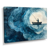 Fishing Horizon Wooden Slide Landscape - Boat Fishing Wall Art Canvas Wall Art