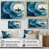 Fishing Horizon Wooden Slide Landscape - Boat Fishing Wall Art Canvas Wall Art