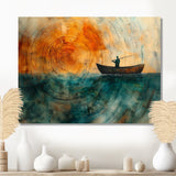 Fishing Tranquility Wooden Slide Landscape I - Boat Fishing Wall Art Canvas Wall Art