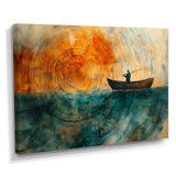 Fishing Tranquility Wooden Slide Landscape I - Boat Fishing Wall Art Canvas Wall Art