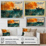 Fishing Tranquility Wooden Slide Landscape I - Boat Fishing Wall Art Canvas Wall Art