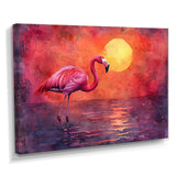Flamingo In The Sunset - Flamingo Canvas Wall Art