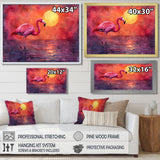 Flamingo In The Sunset - Flamingo Canvas Wall Art