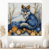 Night Fox By The Lake Landscape - Blue Fox Wall Art