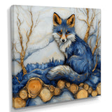 Night Fox By The Lake Landscape - Blue Fox Wall Art