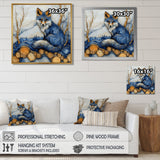 Night Fox By The Lake Landscape - Blue Fox Wall Art