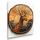 Floral Giraffe Portrait In African Landscape - Giraffe Canvas Wall Art
