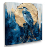 Heron In Golden Moon Chinese Ink Landscape - Heron Bedroom Wall Art