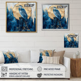 Heron In Golden Moon Chinese Ink Landscape - Heron Bedroom Wall Art